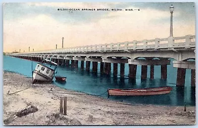 Postcard MS Biloxi Mississippi Biloxi Ocean Springs Bridge Boats Gulf Coast MS05 • $9.99