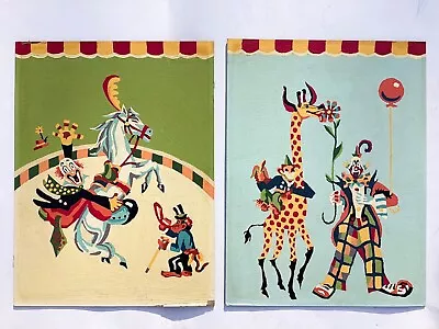 2 LOT Vintage PAINT BY NUMBER Nursery CIRCUS Clown GIRAFFE Horse Monkey Baby • $14.95