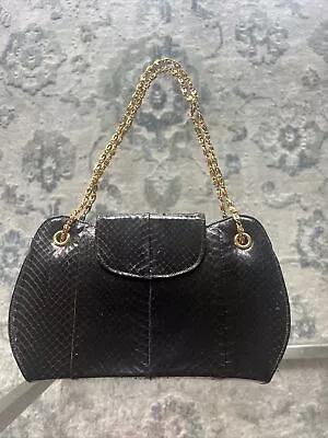 Vintage Sterling USA Genuine COBRA Black Evening Handbag Purse Snake Skin • $25