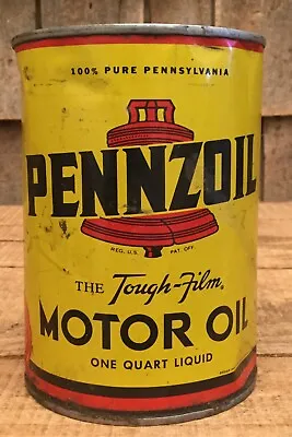 Vintage NOS 1Qt PENNZOIL Motor Oil Tin Can Gas Service Station Liberty Bell Grph • $85