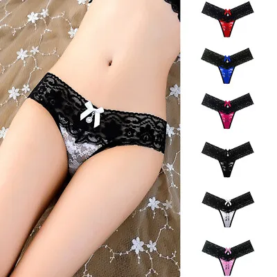 Mens Lace-Sexy Thong G-String Briefs Sissy Panties Underwear Lingerie Knickers • £4.27