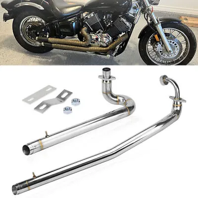 Exhaust Muffler Pipes System Baffles Kit Chrome For Yamaha V Star XVS1100 • $176