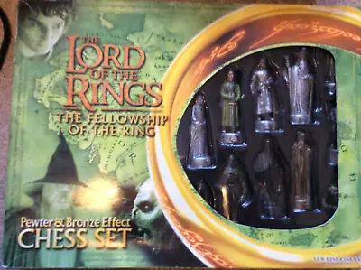 Lord Of The Rings Chess Set  Fellowship Ring Pewter Bronze Effect  W/Board  • £22