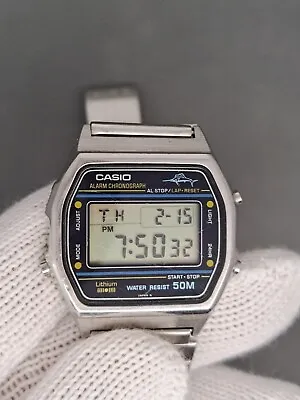 Rare Casio Vintage Digital Watch  MARLIN 80 248  W-36 LITHIUM 50m YELLOW DOT LCD • $99
