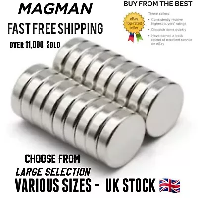 Strongest N52 Magnets Strong Various 20mm Sizes DIY CraftSmall Disc Magnet • £3.69