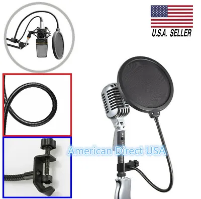 Double Layers Recording Studio Microphone Pop Filter Mic Wind Screen Mask Shield • $8.95