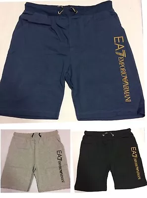 Emporio Armani Ea7 Brand New Regular Fit Gold Logo Sweat Shorts For Men • £12.42