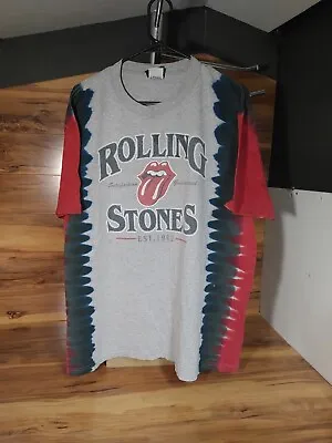 Vintage Rolling Stones Shirt XL Tie Dye Liquid Blue 2002 • $33.65