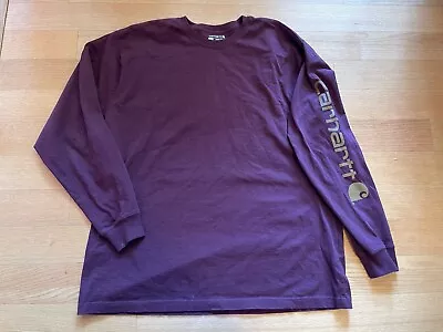 Carhartt T Shirt Mens XL Burgundy Loose Fit Long Sleeve • $14