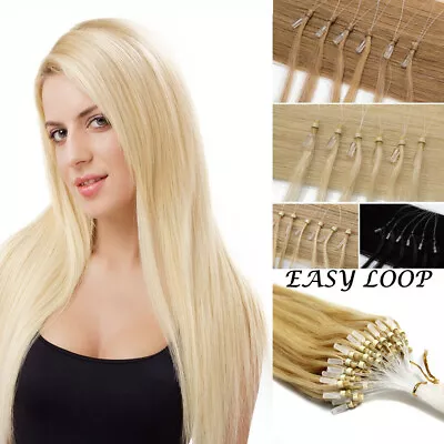 14-26inch 100S Nano Micro Loop Rings Remy Real Human Hair Extensions Straight UK • £23