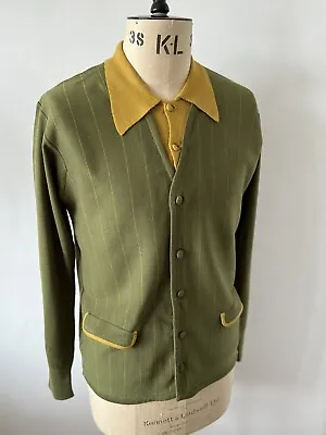 £99 • Buy Vintage Mod Rockabilly 60s Ivy Button Through  Knitwear Cardigan/Mock Polo Shirt