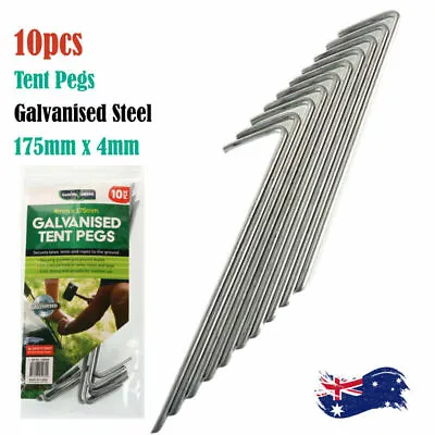 $12.99 • Buy 10Pcs Tent Pegs Heavy Duty Galvanised Steel Ground Camping Stakes Outdoor Nail