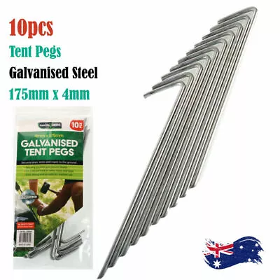 10Pcs Tent Pegs Heavy Duty Galvanised Steel Ground Camping Stakes Outdoor Nail • $12.99