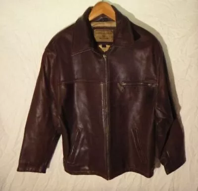 Guess Leather Coat Jacket Mens Medium Brown Vintage Dark Academia • $172.60