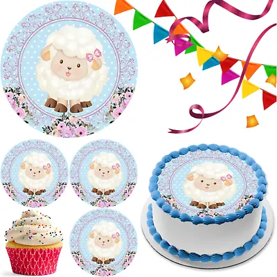 Sheep Animal Cake Topper Party Decoration Edible Birthday Gift Celebration Farm • £5.49