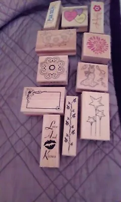 £5.99 • Buy Wooden Card Making Rubber Craft Stamps 11 Floral
