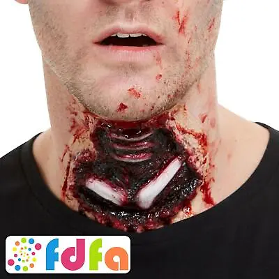 Smiffys FX Latex Exposed Throat Wound Halloween Fancy Dress Make Up • £5.49