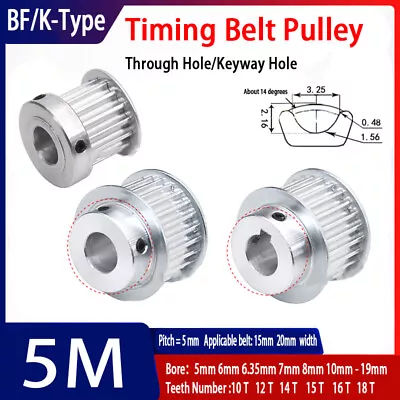 HTD-5M 10T-18T Timing Belt Drive Pulley Teeth Pitch 5mm With Step Width 16/21mm • $4.29