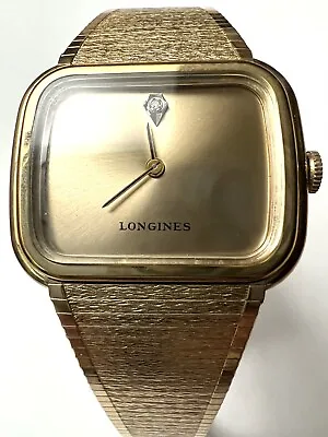 Vintage LONGINES Men’s Manual Winding Watch W/10K Gold Plate Bezel  Diamond Dial • $200