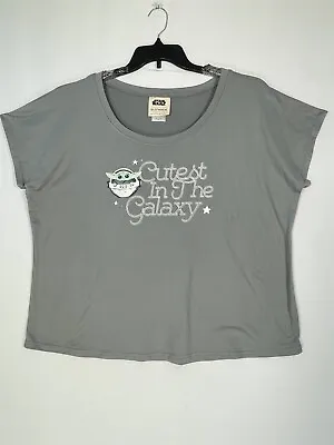 Munki Munki Grogu Star Wars Graphic Pajama Top Womens XXL Short Sleeve Gray • $13.99