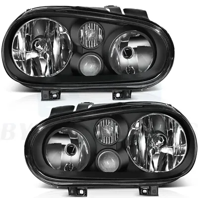 $99.99 • Buy Pair Headlights Assembly For 99-06 VW Golf & 1999-2002 VW Cabrio Black Housing