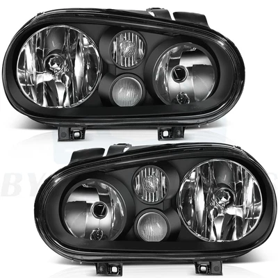 $99.99 • Buy Pair Headlights Assembly For 99-06 VW Golf & 1999-2002 VW Cabrio Black Housing
