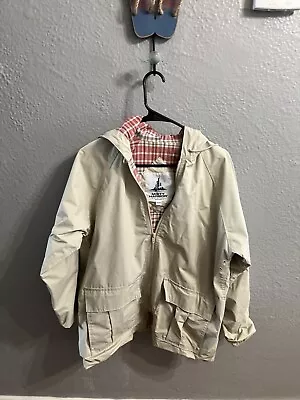 Misty Harbor Women's Rain Coat Jacket Beige Vinyl Lined Hooded Size SmallVintage • $26.40