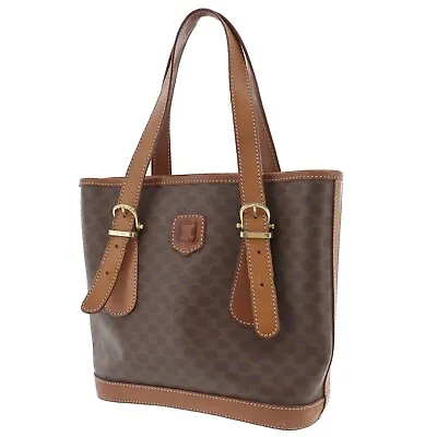 CELINE Macadam Pattern Used Tote Handbag Brown PVC Leather Italy Vintage #AG364 • $303.90