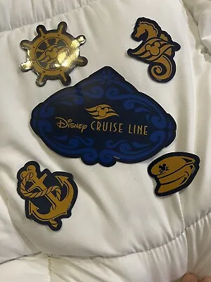 Disney Cruise Line Logo DCL Stateroom Magnet Navy & Gold Mickey Hat Set Of 5 • $14.77