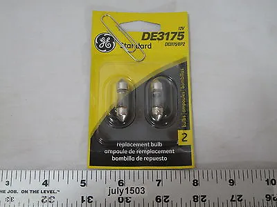 $11.90 • Buy (2) New GE DE3175 Miniature Lamp Bulb 10w 12 Volt T3-1/4 Festoon Dome 