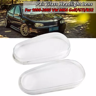 Pair Front Headlight Lens LampShade Cover Clear For 1999-2005 VW MK4 GOLF R32 • $76.80