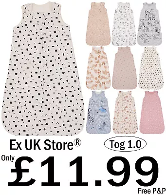 Baby Sleeping Bag Tog 1.0 Wearable Blanket Sizes 0-24m Cotton Sleepsacks New • £11.99