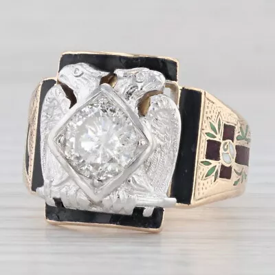 Antique 1.52ct Diamond Scottish Rite Ring 14k Gold Eagle Signet 32nd Degree • $3999.99