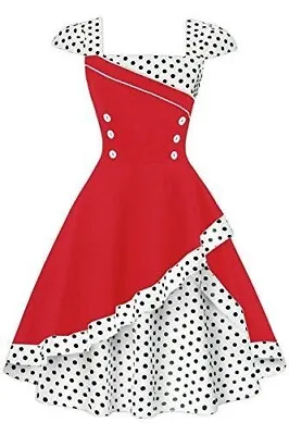 £9.99 • Buy Beautiful Vintage Red Polka Dot Women Girls  Skater , Party, Tea Dress.