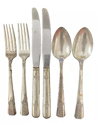 VERNON SILVER PLATE ROMFORD Lot 6 Piece Forks Knives Spoons Vintage 1930s Deco • $19.97