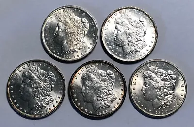 Lot Of 5 BU 1878- 1904 $1 Morgan Silver Dollars Pre 1921 Mixed Dates & Mints • $309.95