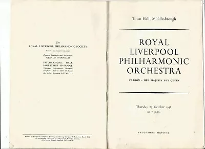 (Town Hall Middlesbrough) Royal Liverpool Philharmonic Orchestra Programme • £5