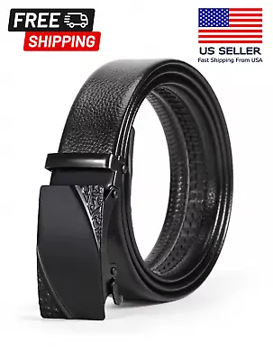 Mens Leather Ratchet Belt For Men Adjustable Automatic Buckle Belts (Sale) • $4.99
