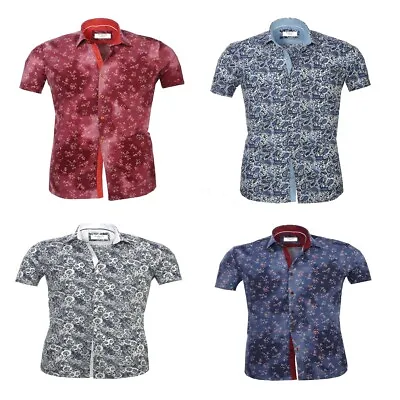 Russell & Giles Men`s Short Sleeve Patterned Casual Designer Shirt  • £8.99