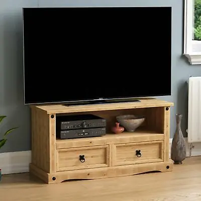 Corona Flat Screen TV Unit Mexican Solid Waxed Pine Entertainment Furniture • £76.95