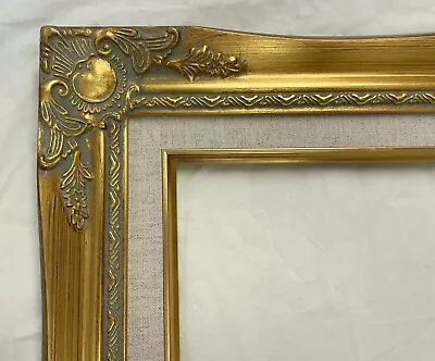 Picture Frame 11x14  Ornate Gold Color White Linen Liner- Wood/Gesso- 637G • $49.99