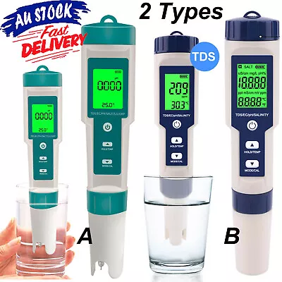 PH TDS PPM EC Meter Salt Digital Tester 0-14 0.001 High Accuracy For WaterPool • $35.59