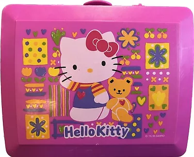 Vintage Hello Kitty Plastic Lunchbox PINK Sanrio 1996 Collection Unique Find • $24.99