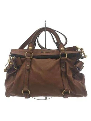 $143.83 • Buy MIU MIU Handbag Leather BRW 2WAY Shoulder Bag VITELLO LUX