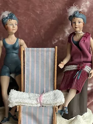 2 All Porcelain UFDC Artist Dolls By Sandra Justiss Flapper Style Swimmers • $135