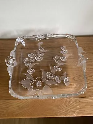 Vintage Mikasa Walther Crystal Glass Square Dish Floral Etching West Germany • £10