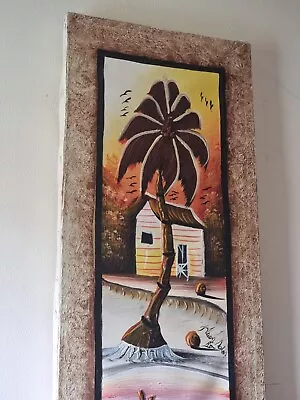 R.d. African Village Original Oil On Canvas Painting Signed. • £49.99