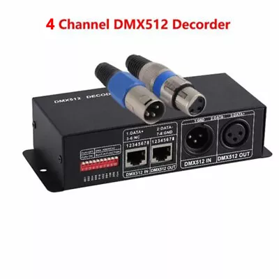 DMX512 12V 8A 4 Channels Decoder Controller For 5050 RGB LED Light Strip Lamp US • $18.99