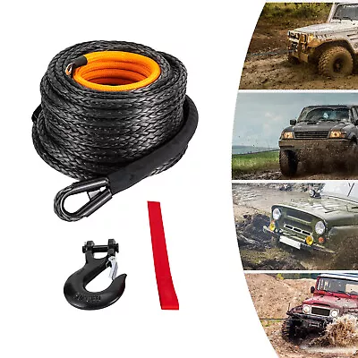 1/2x92ft Synthetic Winch Rope W/ Hook 31500LBS Car Tow ATV Recovery Cable Tow • $81.90