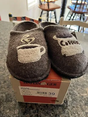 HAFLINGER SLIPPERS COFFEE  EARTH 39/L 8 New! WITH BOX • £51.98